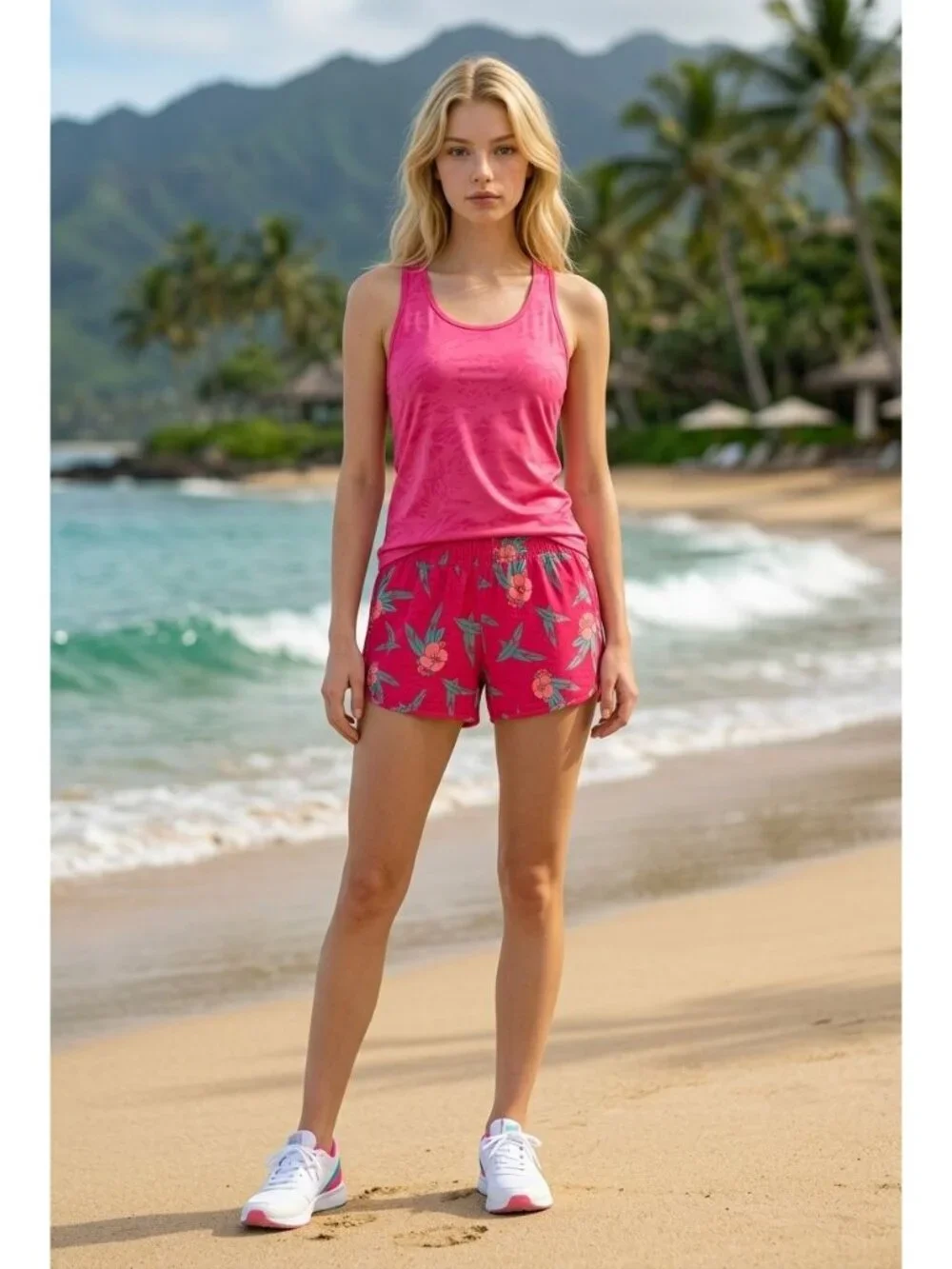 Alpine Design Women's Pink Floral Water Shorts Size M With Mesh Liner (SKU#2136)